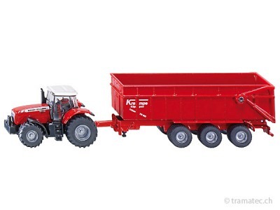 SIKU 1844 Massey Ferguson Traktor mit Anhänger