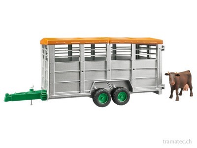 Bruder Viehtransportanhänger mit Kuh - 02227