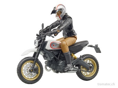 Bruder Motorrad Ducati Scrambler Desert Sled mit Fahrer