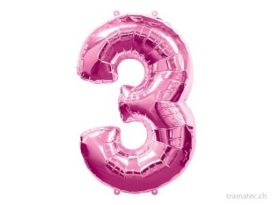Amscan/Riethmüller Folienballon Nummer 3 pink