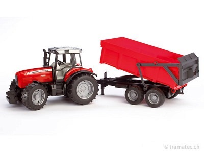 Bruder Massey Ferguson 7480 mit Wannenkippanhänger - 02045
