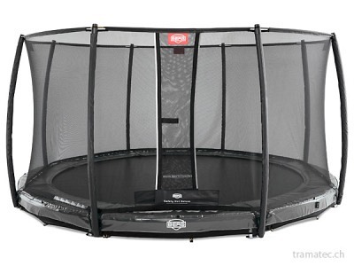 BERG Trampolin InGround Elite Grey 380   Sicherheitsnetz Deluxe